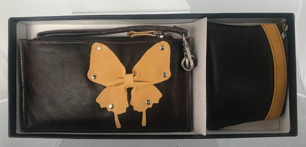 Gramon Ladies’ Leather RFID Wallet Butterfly Brown