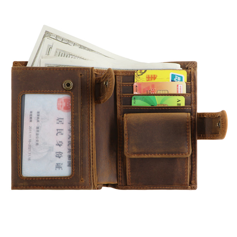 AD1064 Wallet Crazyhorse Cowhide RFID protected Brown