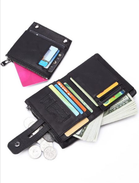 AD7101/9125 Wallet leather RFID protected Black