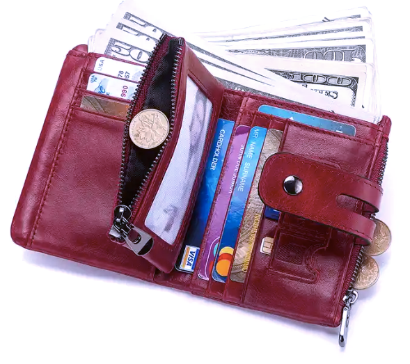 BP829 Wallet leather RFID protected Red