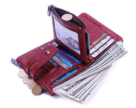 BP829 Wallet leather RFID protected Red