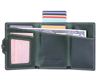 BP706 Pop-up Wallet leather RFID protected Green