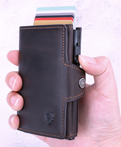 BP706 Pop-up Wallet leather RFID protected Coffee
