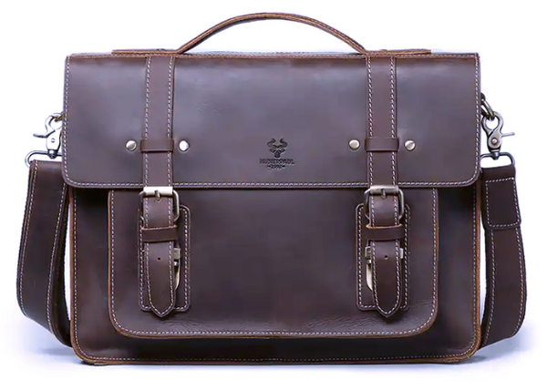 MH589 Laptop Bag Crazyhorse Cowhide Leather Coffee