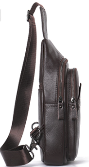 9000 Chest Bag / Shoulder Bag Cowhide Leather Brown