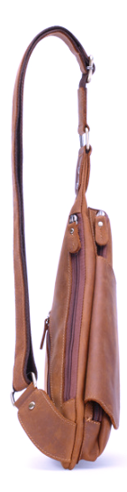 NPSH5502-7A Chest Bag / Shoulder Bag Cowhide Leather Khaki