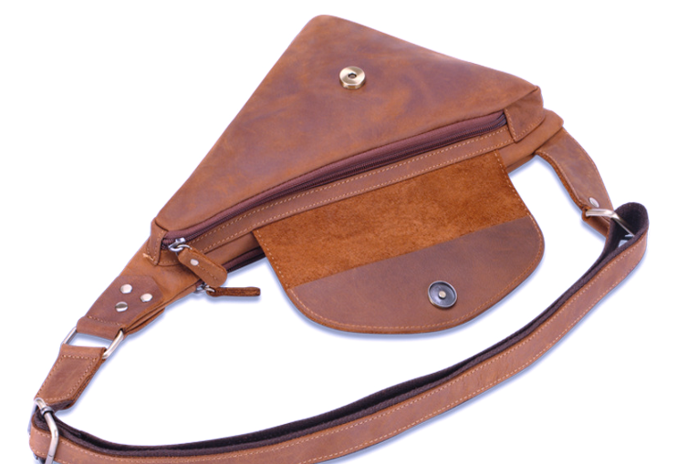 NPSH5502-7A Chest Bag / Shoulder Bag Cowhide Leather Coffee