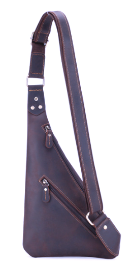 NPSH5502-7A Chest Bag / Shoulder Bag Cowhide Leather Coffee