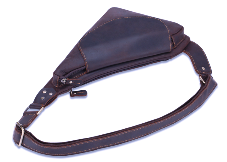 NPSH5502-7A Chest Bag / Shoulder Bag Cowhide Leather Coffee