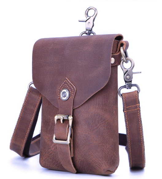 RB1267 Shoulder Bag Crazyhorse Cowhide Leather Brown