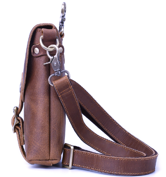 RB1267 Shoulder Bag Crazyhorse Cowhide Leather Brown