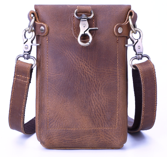 RB1267 Shoulder Bag Crazyhorse Cowhide Leather Brown