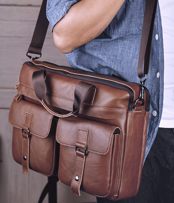 LLAN207 Laptop Bag Cowhide Leather Brown