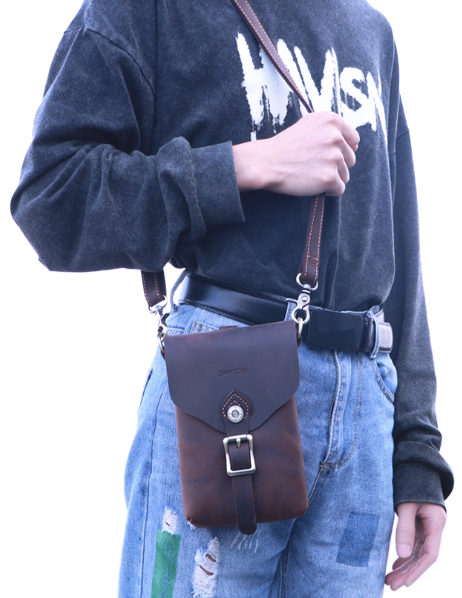 RB1267 Shoulder Bag Crazyhorse Cowhide Leather Brown