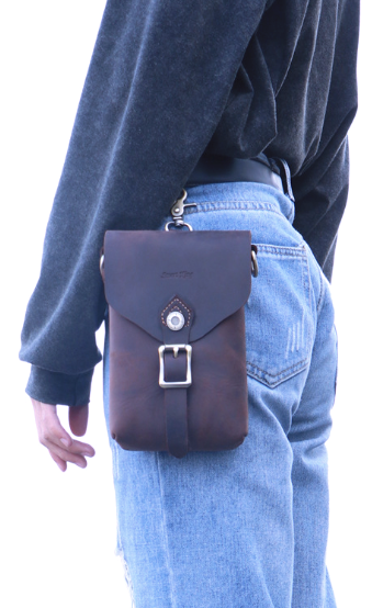 RB1267 Shoulder Bag Crazyhorse Cowhide Leather Brown