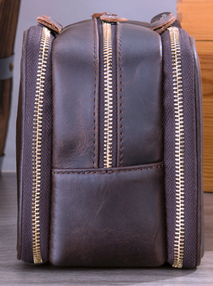 3007 Wetpack / Travel Bag Crazyhorse Cowhide Leather Coffee