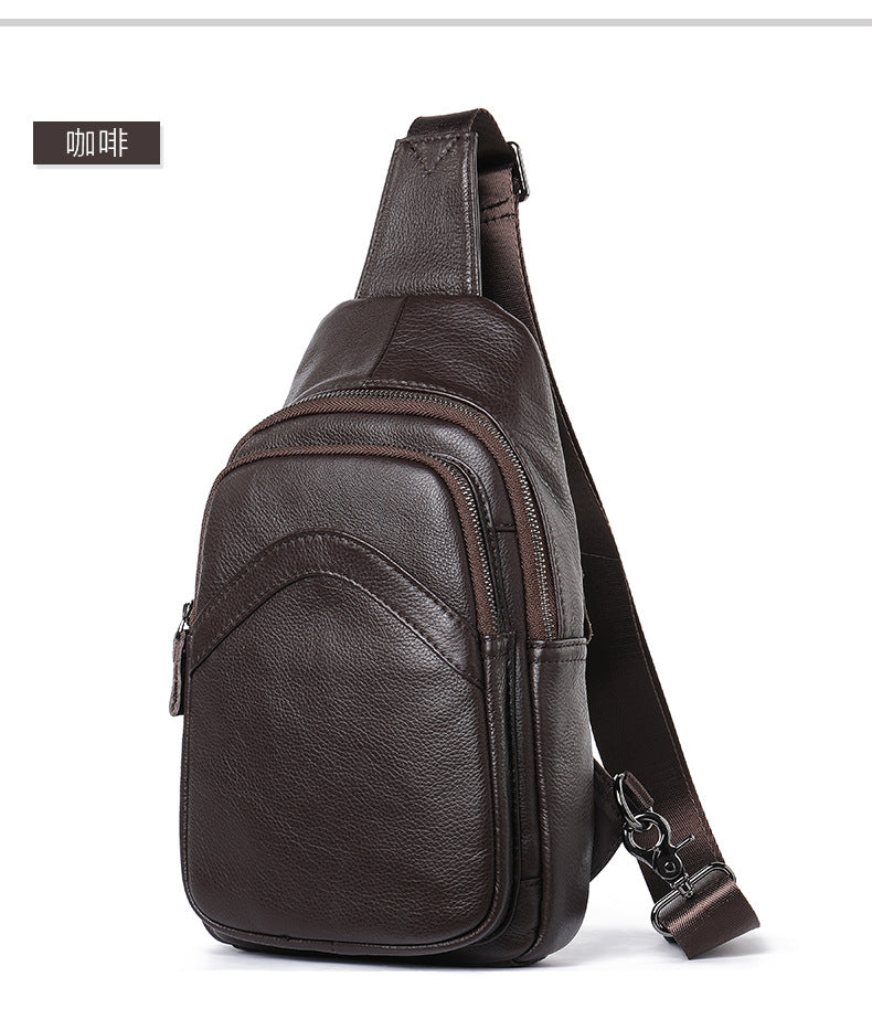 9000 Chest Bag / Shoulder Bag Cowhide Leather Brown