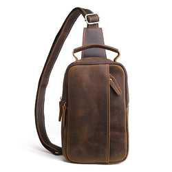 9915 Chest Bag / Shoulder Bag Cowhide Leather Brown