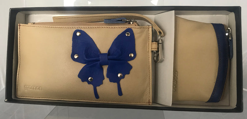 Gramon Ladies’ Leather RFID Wallet Butterfly Cream