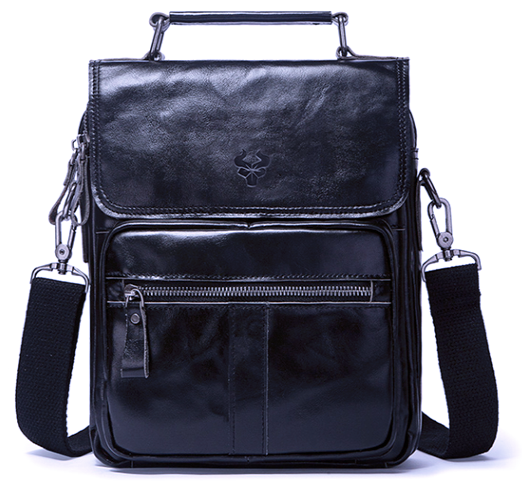 MH645 Humerpaul Shoulder Bag Crazyhorse Cowhide Leather Black