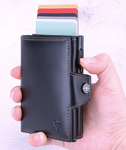 BP706 Pop-up Wallet leather RFID protected Black