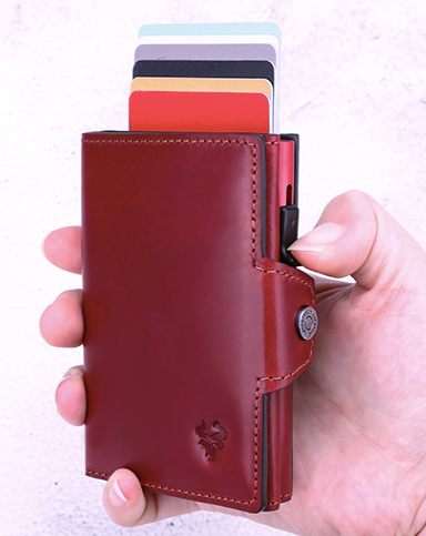 BP706 Pop-up Wallet leather RFID protected Red