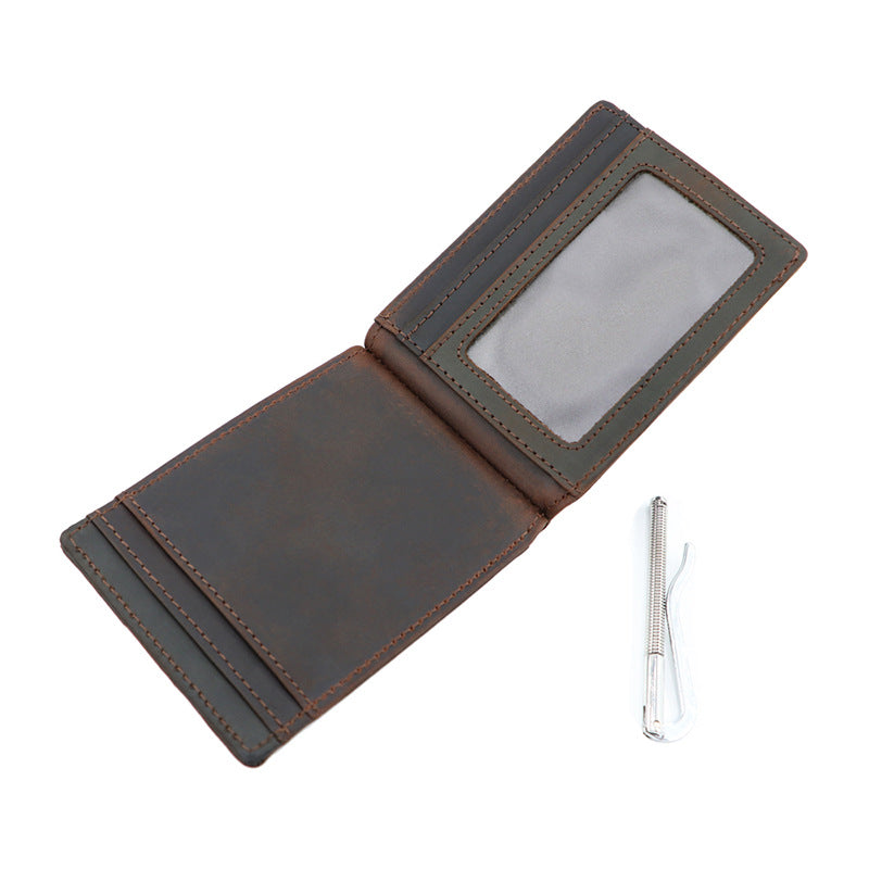 AD1015 Money Clip Wallet leather RFID protected Dark Brown
