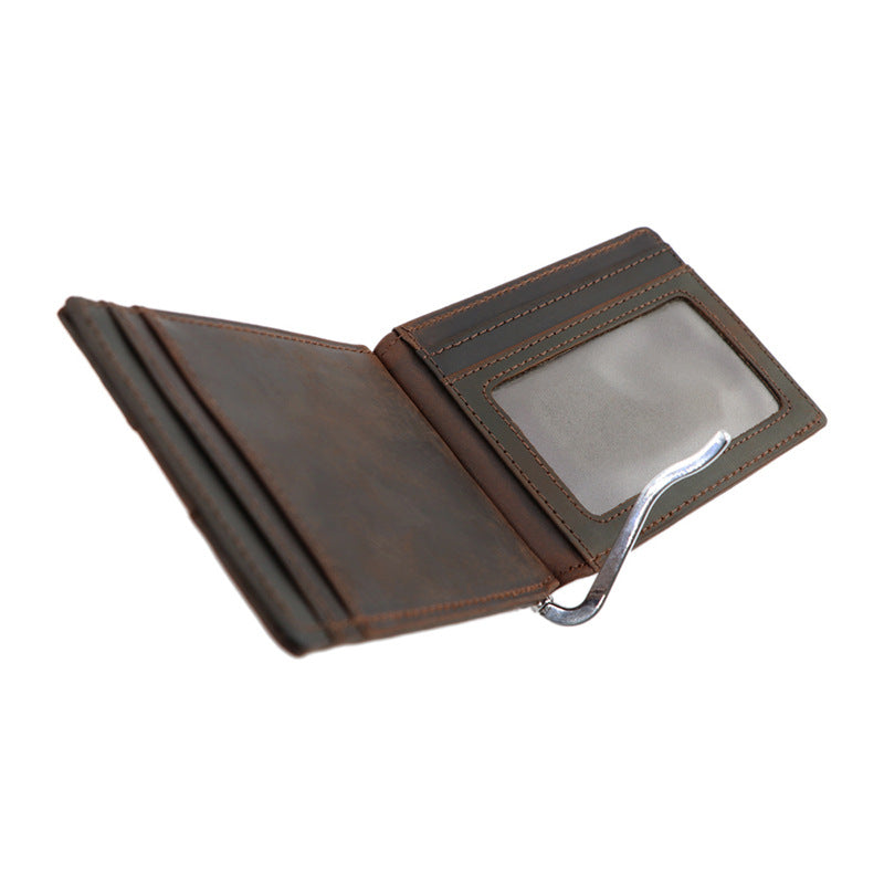 AD1015 Money Clip Wallet leather RFID protected Dark Brown