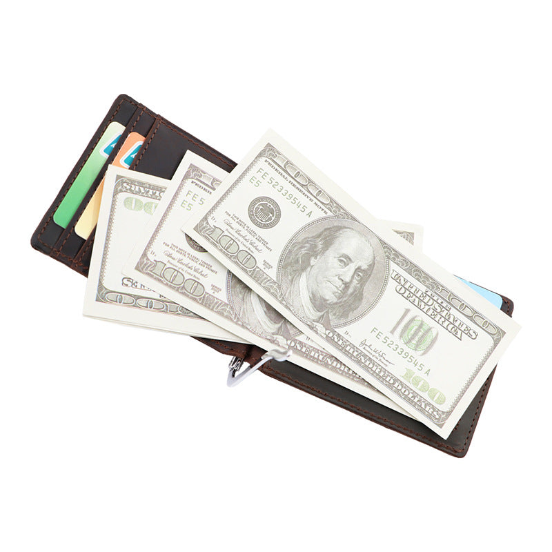 AD1015 Money Clip Wallet leather RFID protected Dark Brown