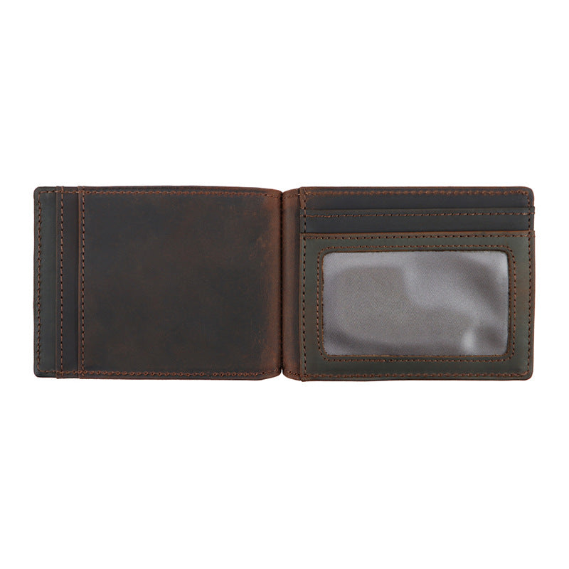 AD1015 Money Clip Wallet leather RFID protected Dark Brown