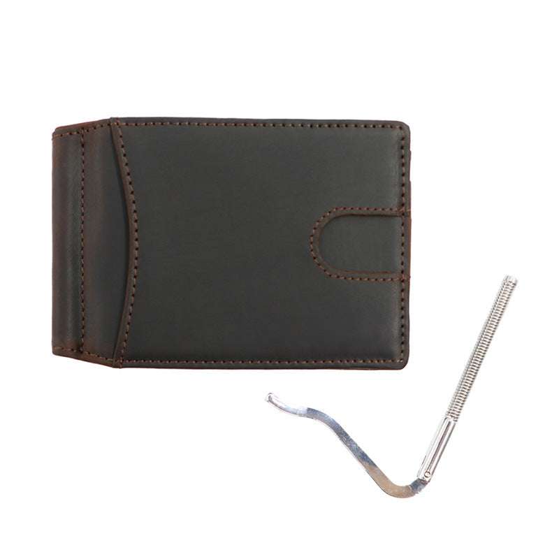 AD1015 Money Clip Wallet leather RFID protected Dark Brown