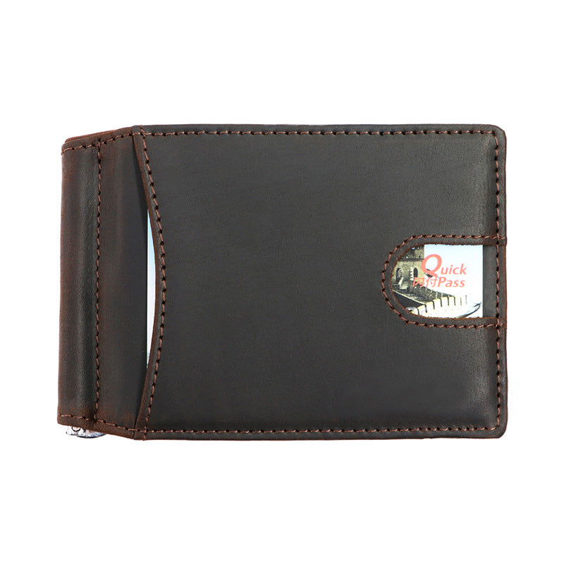 AD1015 Money Clip Wallet leather RFID protected Dark Brown