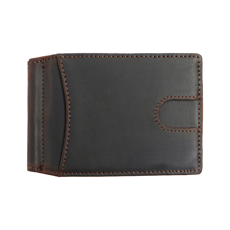 AD1015 Money Clip Wallet leather RFID protected Dark Brown