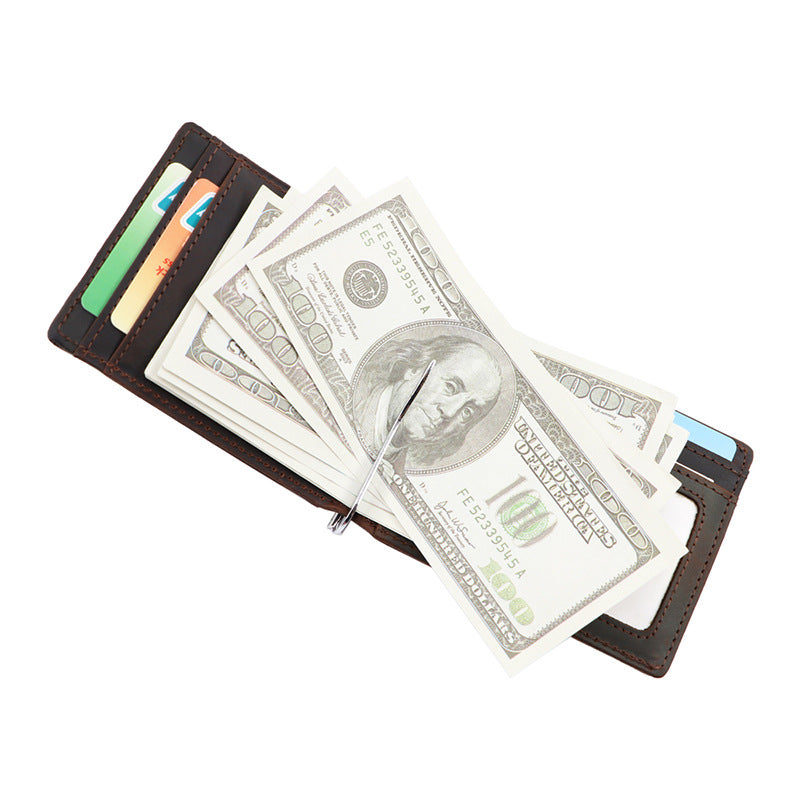 AD1015 Money Clip Wallet leather RFID protected Dark Brown