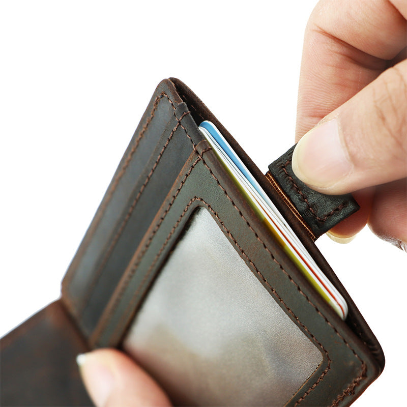 AD1015 Money Clip Wallet leather RFID protected Dark Brown