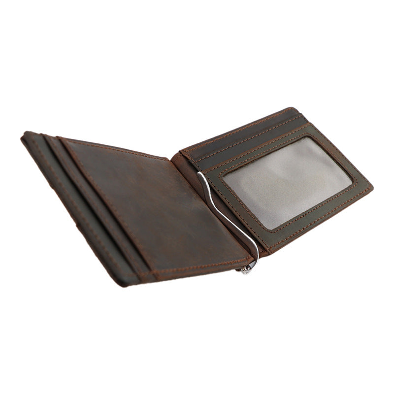 AD1015 Money Clip Wallet leather RFID protected Dark Brown