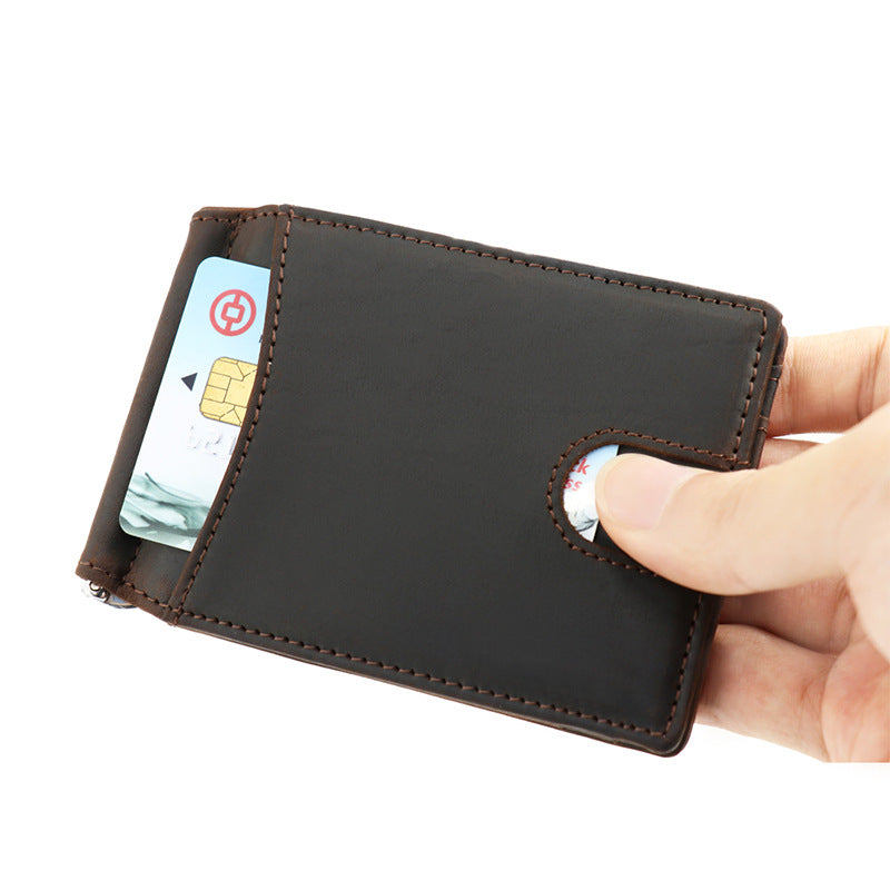 AD1015 Money Clip Wallet leather RFID protected Dark Brown