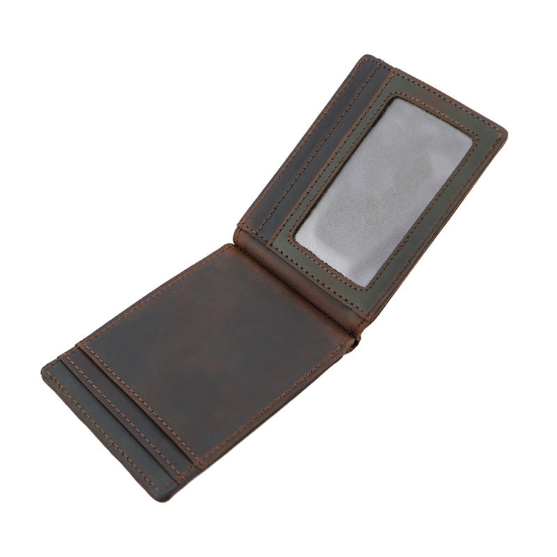 AD1015 Money Clip Wallet leather RFID protected Dark Brown