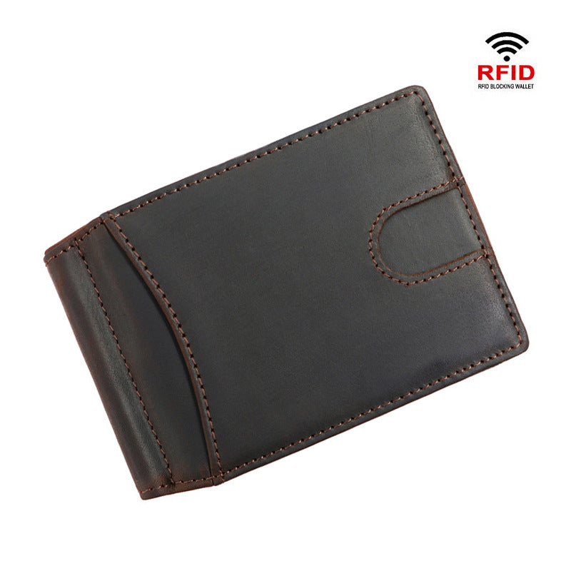 AD1015 Money Clip Wallet leather RFID protected Dark Brown