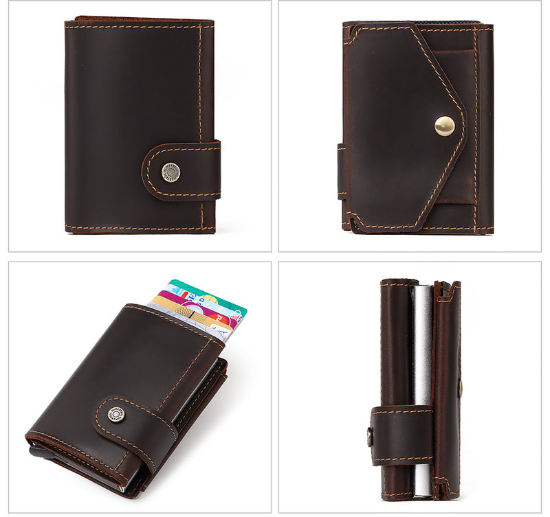 BP906 Pop-up Wallet leather RFID protected Coffee