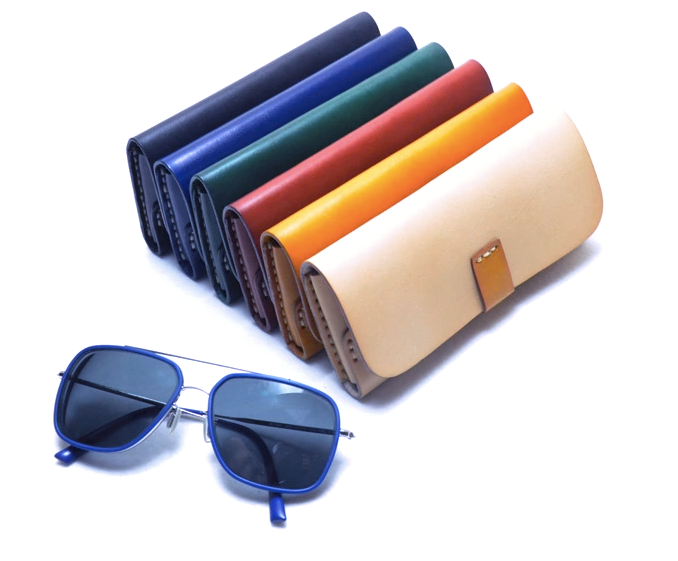 Glasses Case Leather Blue