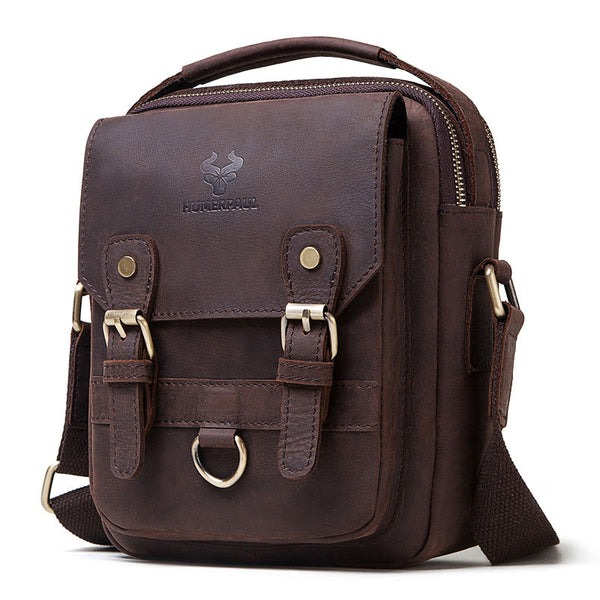 MH580 Humerpaul Shoulder Bag Crazyhorse Cowhide Leather Coffee