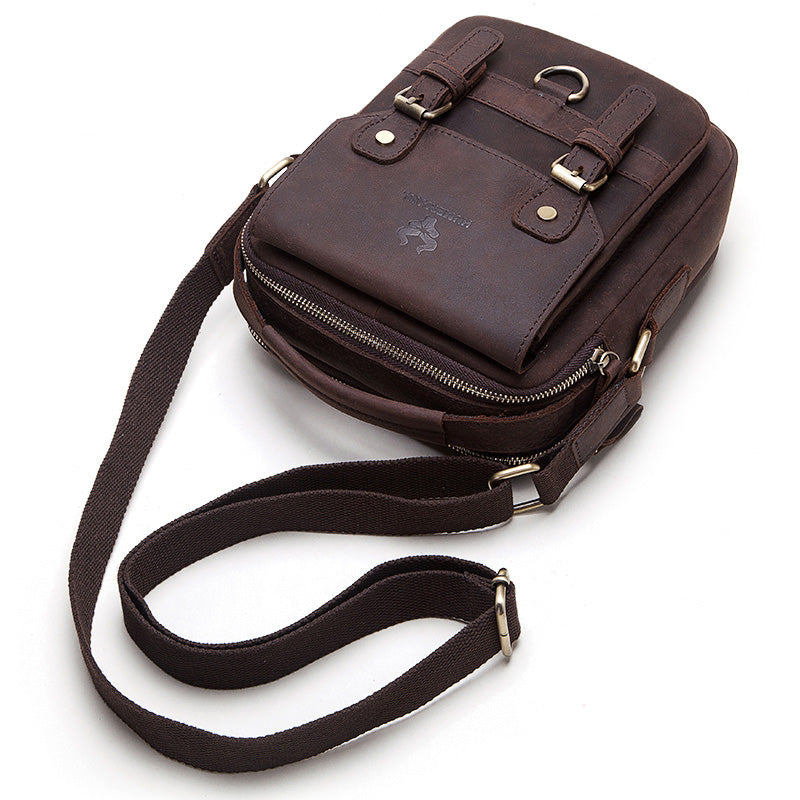 MH580 Humerpaul Shoulder Bag Crazyhorse Cowhide Leather Coffee