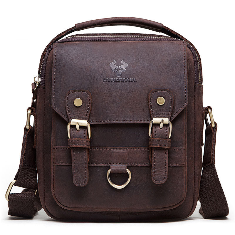 MH580 Humerpaul Shoulder Bag Crazyhorse Cowhide Leather Coffee