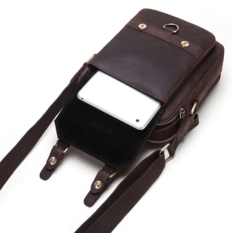 MH580 Humerpaul Shoulder Bag Crazyhorse Cowhide Leather Coffee