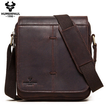 MH600 Humerpaul Shoulder Bag Crazyhorse Leather Coffee