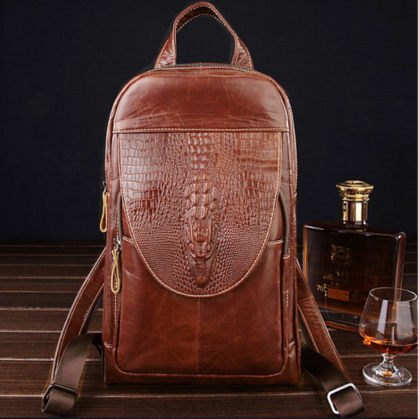 YLAN2083 Crocodile Backpack / Shoulder Bag Brown