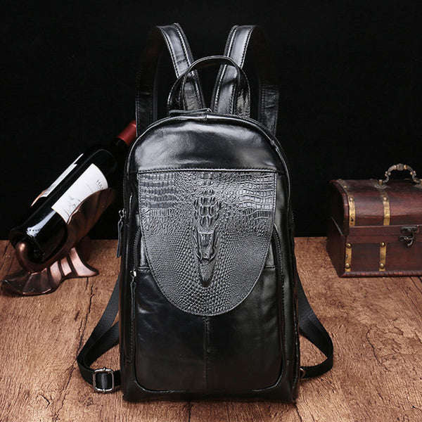 YLAN2083 Crocodile Backpack / Shoulder Bag Black