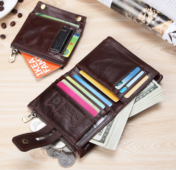 AD7101/9125 Wallet leather RFID protected Coffee