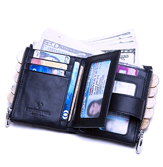 BP896 Hi-capacity Wallet leather RFID protected Black